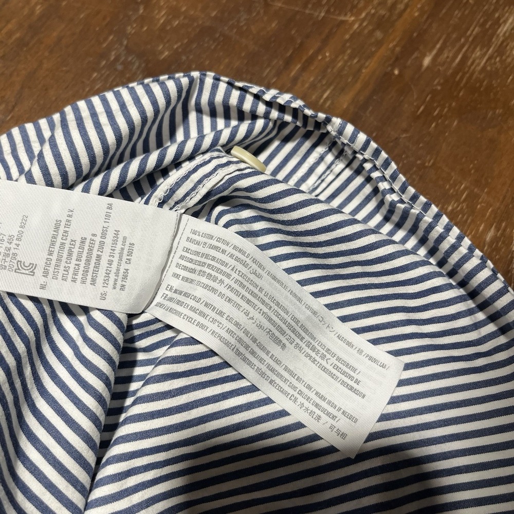 Abercrombie & Fitch Oxford Button Down Shirt Mens S Muscle White Blue Striped - Picture 5 of 11